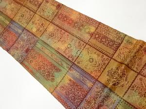 花に鳥・幾何学模様織出し袋帯